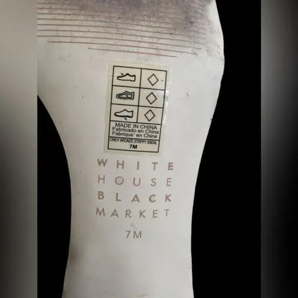 White House Black market Fabulous, strappy BRONZE leather sandal EUC 7M - Picture 9 of 13